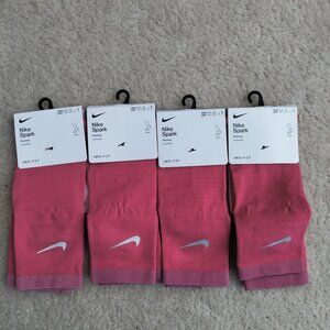 NWT (4) Pair Nike Spark Ankle Womens 11.5-13 Pink DRI-FIT Running Socks Unisex